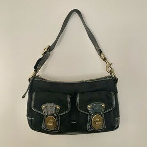 Vintage Coach Legacy Signature Satchel Handbag Shoulder Bag Black L0894-F13102